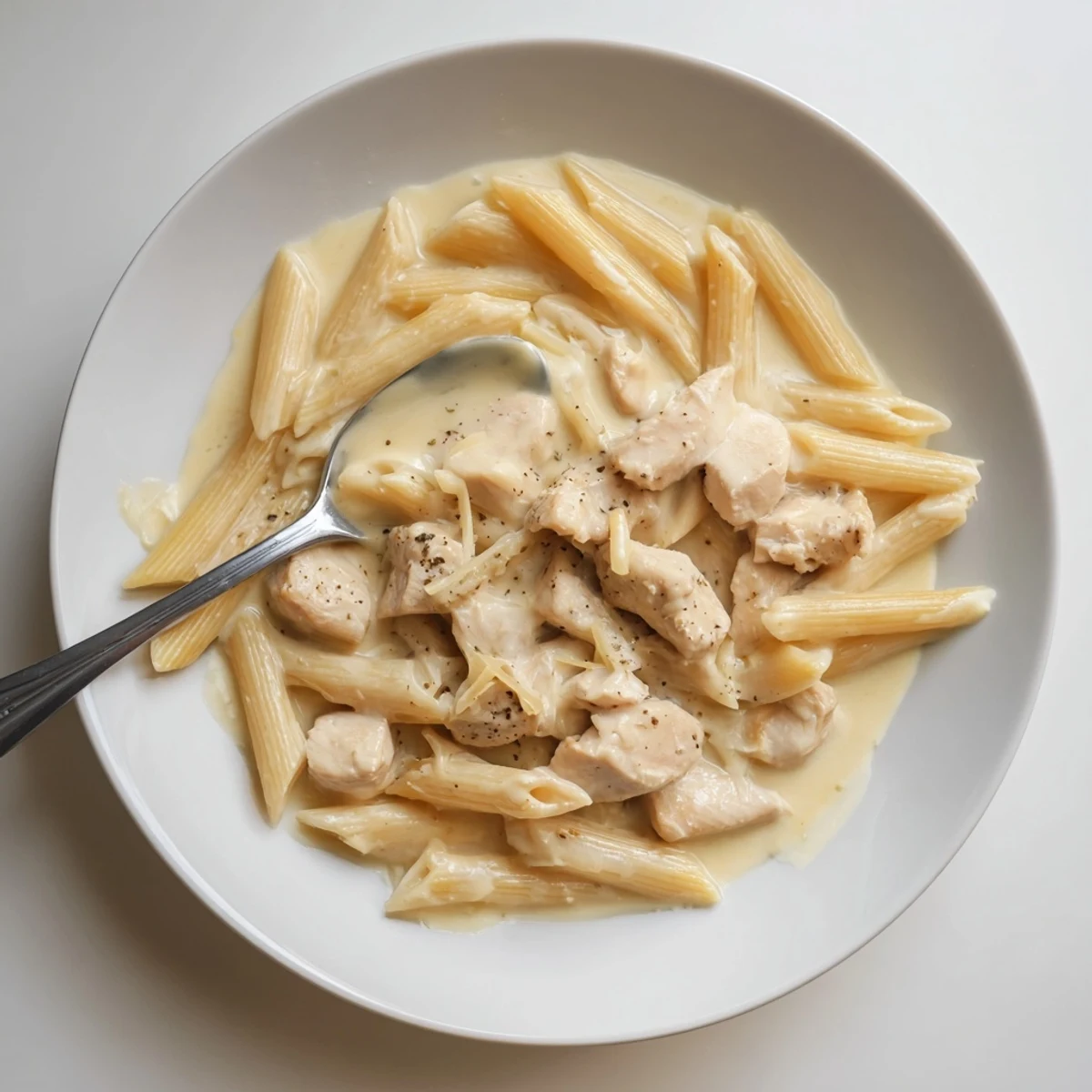 Comforting Creamy Chicken and Cream Cheese Pasta with tender chicken and a cheesy sauce.