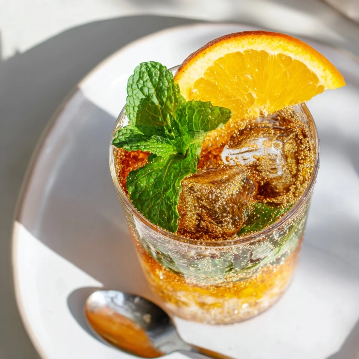 Refreshing probiotic soda mocktail with citrus and mint, perfect for summer gatherings.  