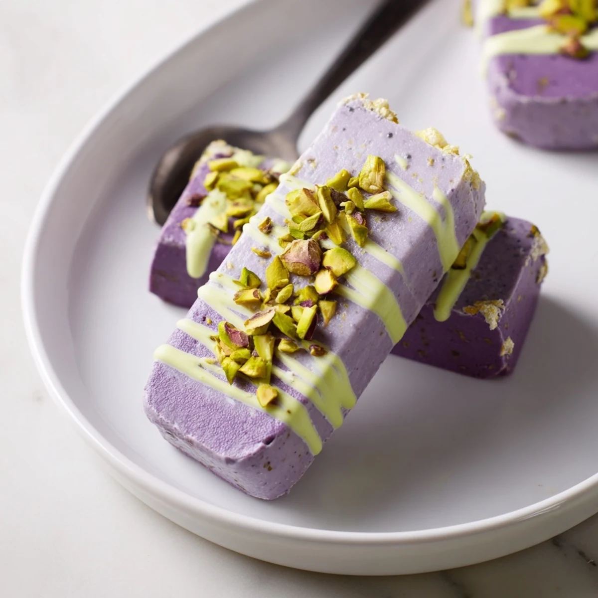 Ube Pistachio Ice Cream Bars
