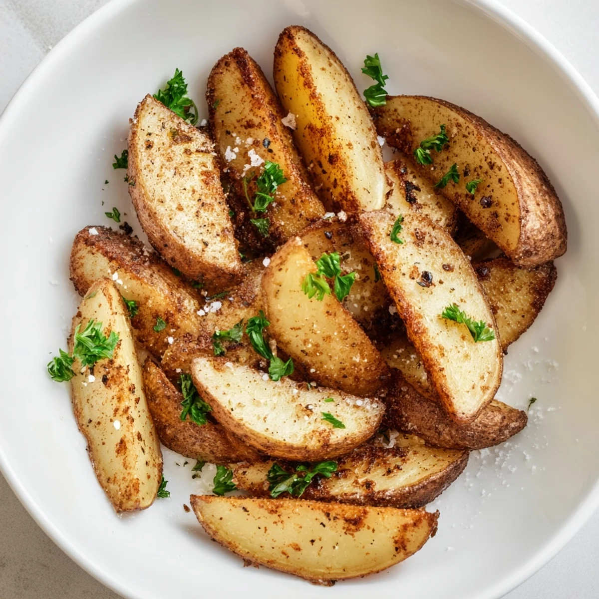 These savory 15-Minute Microwave Crispy Potatoes, with herbs, are a perfect, simple vegetarian side dish.