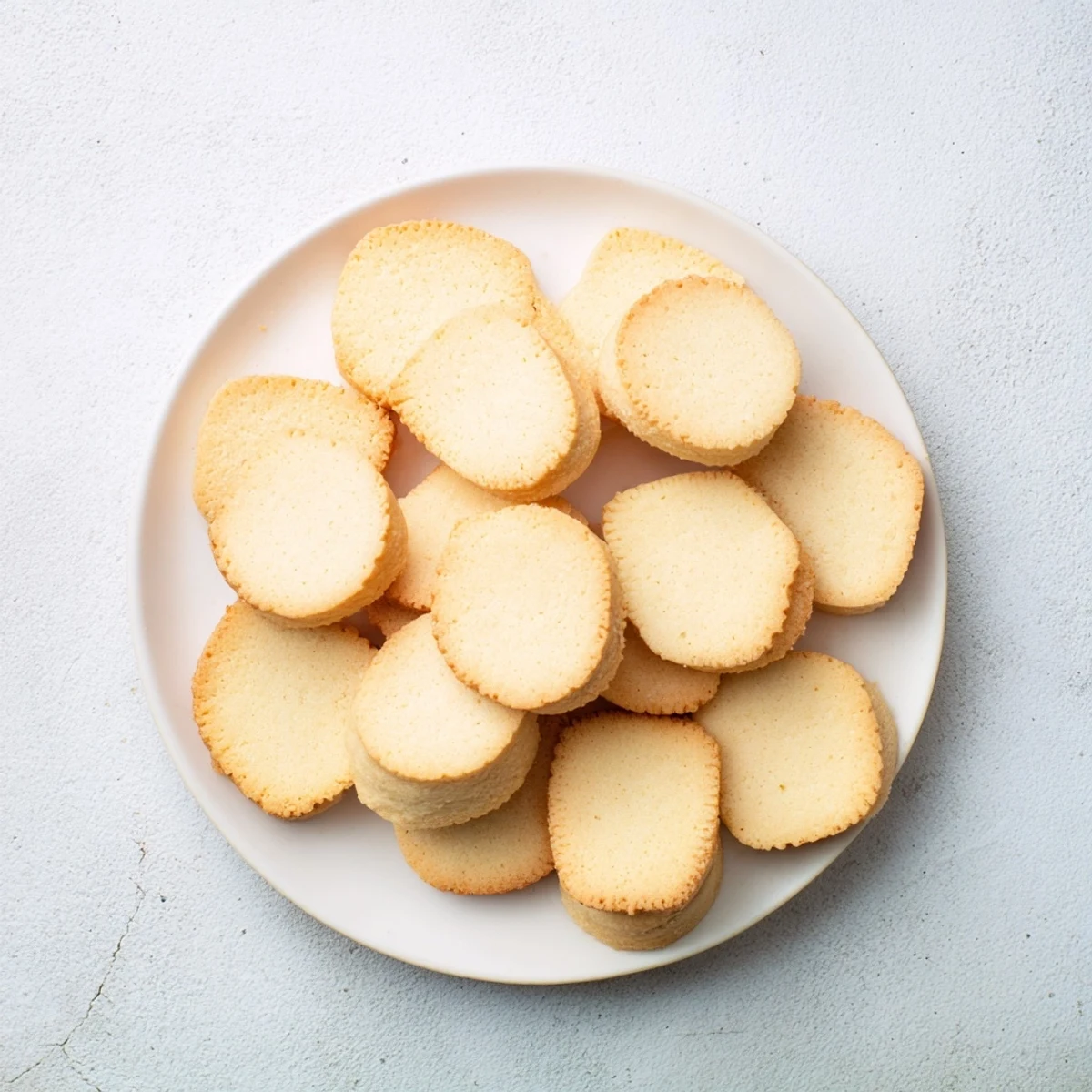 A close-up of freshly baked classic shortbread cookies, showcasing their perfect shape and sweet, delicate flavor.