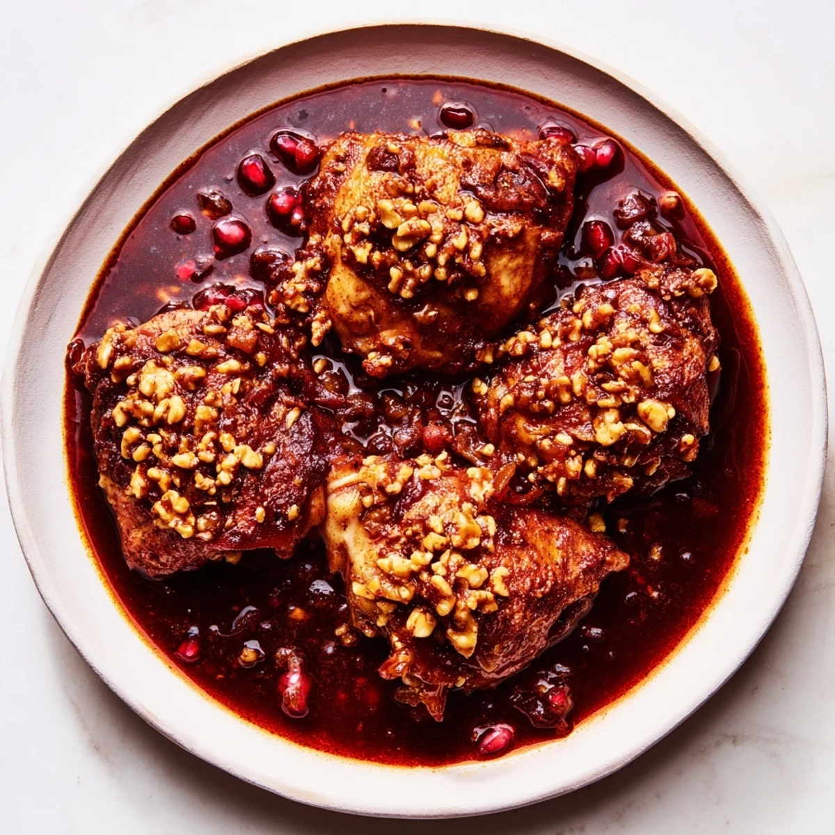 Vibrant image: the flavorful Budget Fesenjan Stew with melting chicken thighs and a thick, savory sauce.