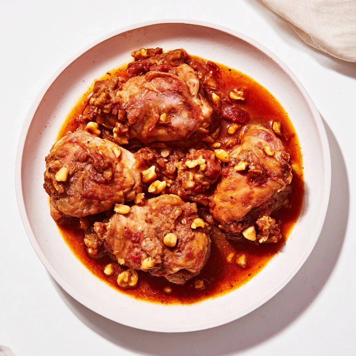 A hearty Persian Budget Fesenjan Stew, showcasing tender chicken in a rich, dark, flavorful sauce.