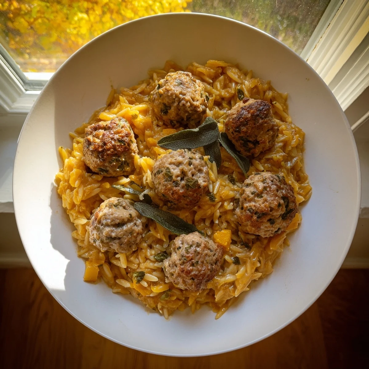 Sage Turkey Meatballs Pumpkin Orzo