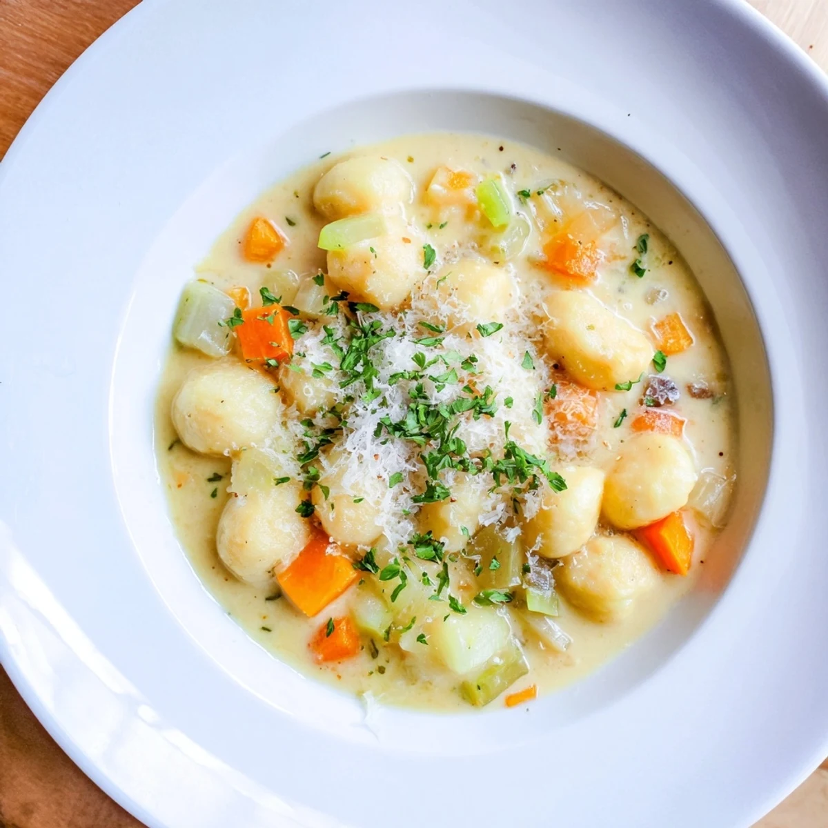 Enjoy hearty Italian-inspired Savory Butternut Squash Gnocchi Soup on a cold fall or winter night.