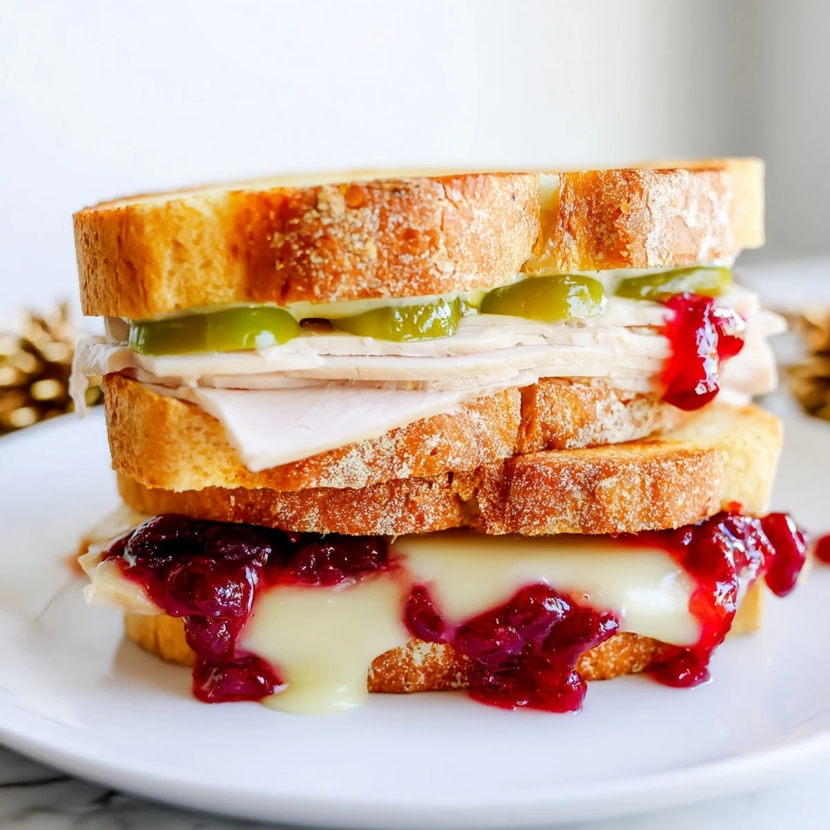 Delicious air fryer jalapeño cranberry turkey grilled cheese, a perfect, flavorful, holiday-inspired sandwich to enjoy.