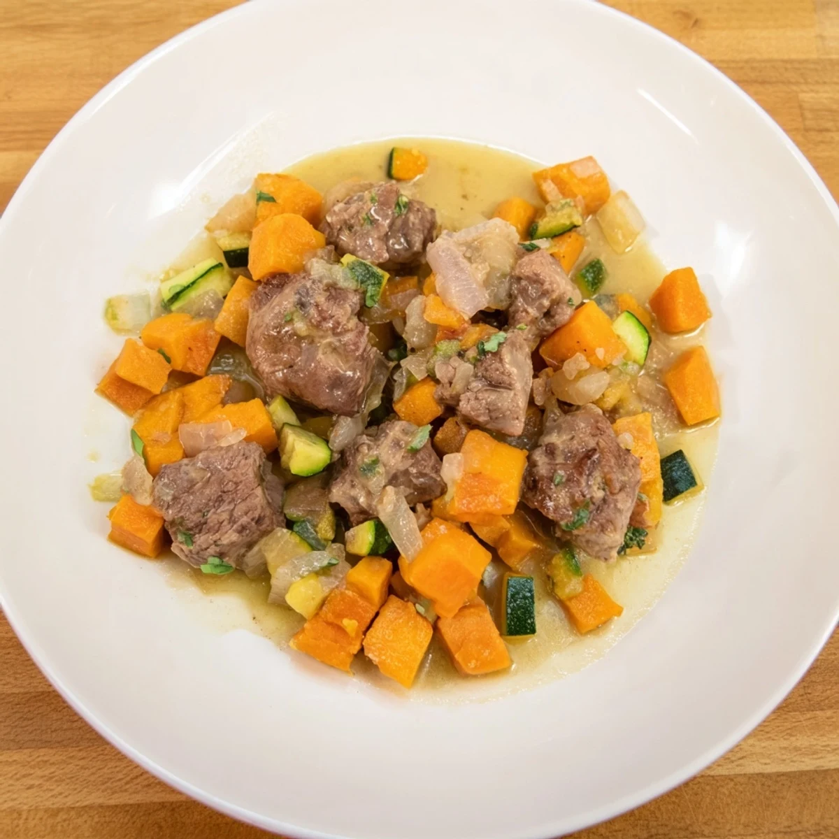 Tender Sweet Lamb Platter for Baby, a colorful, hearty stew served in a baby bowl.