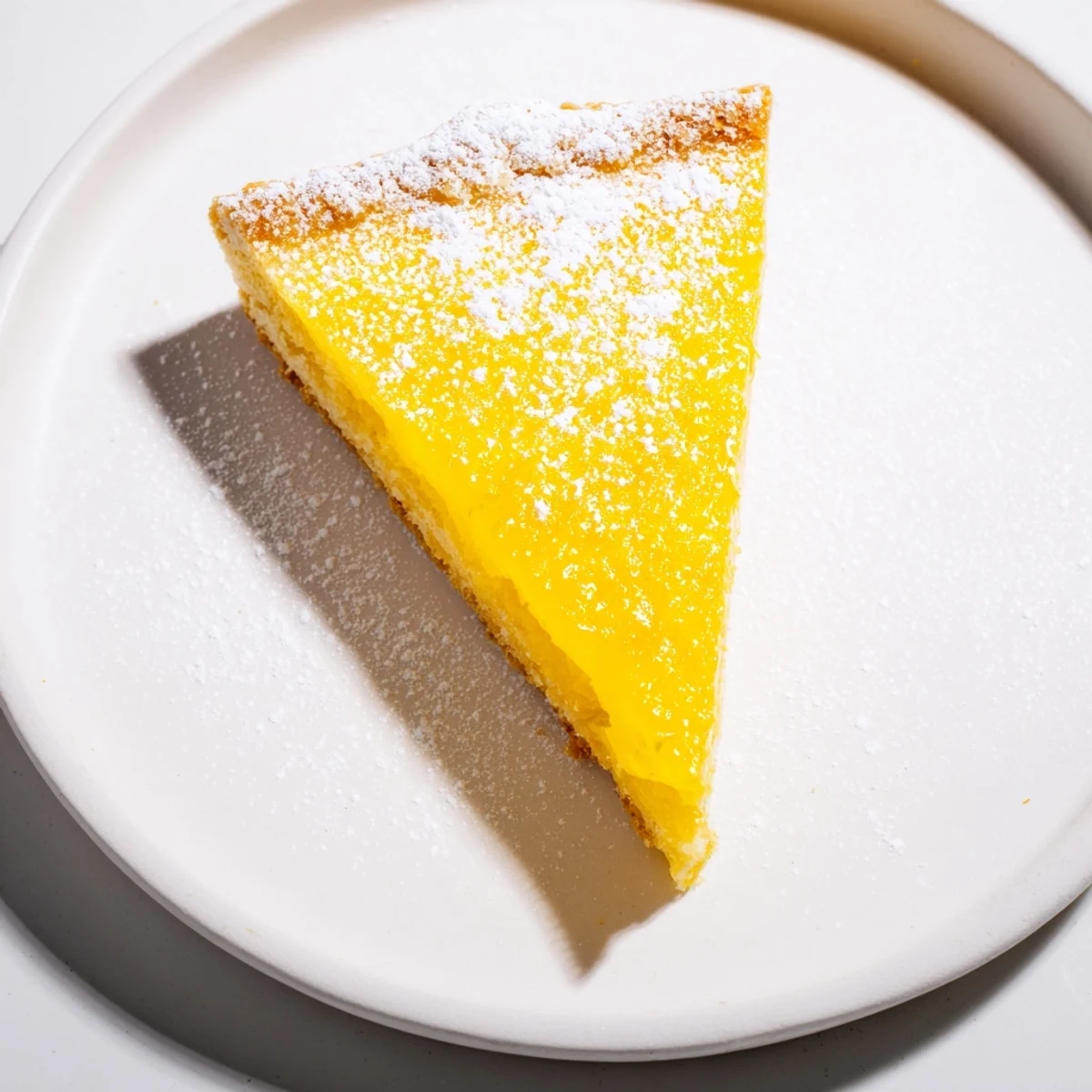 Triangular lemon bars dusted with powdered sugar, the perfect sweet and tangy dessert.