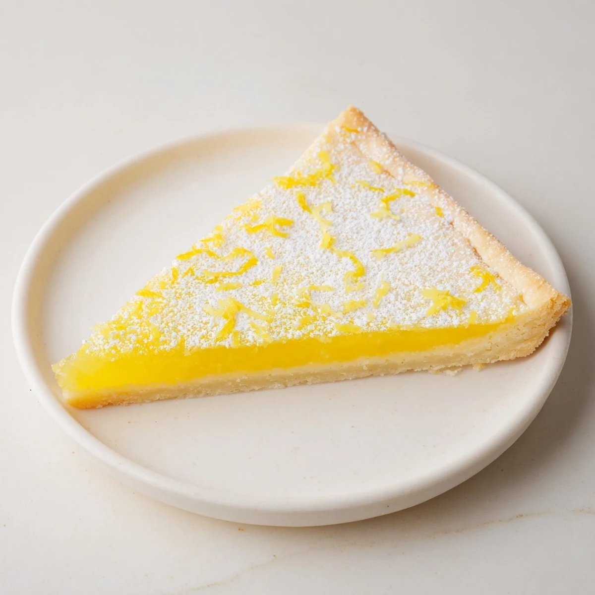 Close-up of golden, triangle-cut lemon bars, a delightful American dessert ready to serve and enjoy.