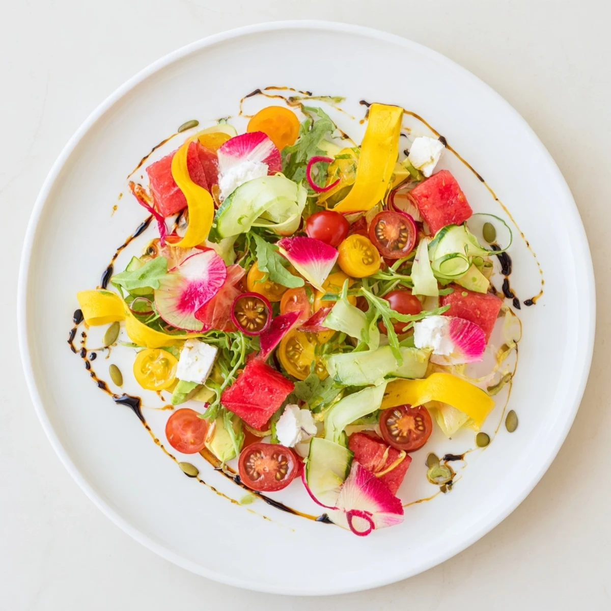 This Abstract Expressionist Splash features a salad bursting with textures, from pumpkin seeds to feta cheese.