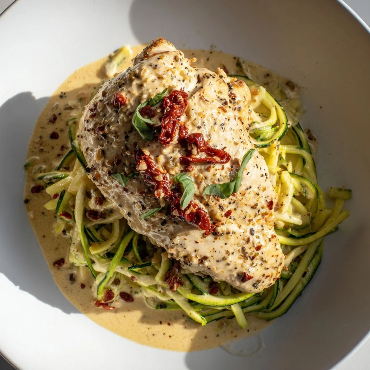 Creamy, flavorful Marry Me Chicken Zoodles with perfectly seared chicken, a low-carb indulgence.
