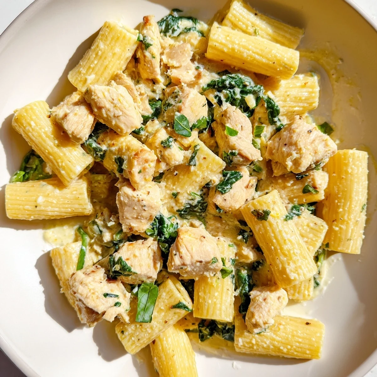 Creamy Budget-Friendly Marry Me Chicken Pasta with golden chicken and spinach, ready to serve and enjoy.