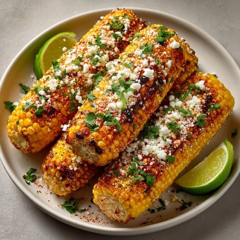 This vibrant image shows a bowl of Street-Style Elote Corn, ready to be scooped and enjoyed.