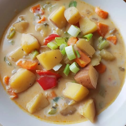 This comforting bowl of Slow Cooker Cajun Potato Soup offers a delightful blend of flavors and textures.