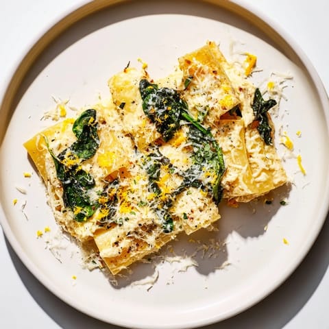 Golden, bubbly Whipped Ricotta & Spinach Baked Pasta, a cheesy and comforting Italian delight.