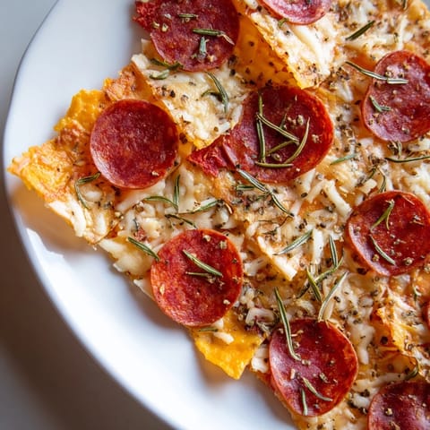 Golden-brown charcuterie chips: perfect for a party, featuring salty cured meats and bubbling cheese.