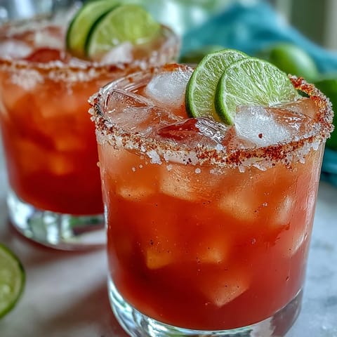 Vibrant pink Guava Margarita in a salt-rimmed glass, garnished with a fresh lime wedge.