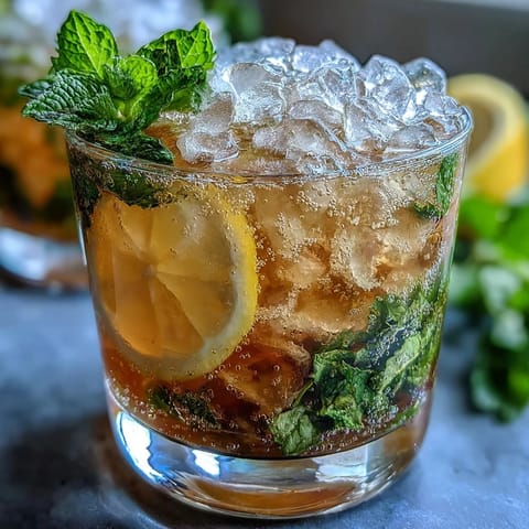 Refreshing Kentucky Derby mini mint julep mocktails with crushed ice and mint garnish in festive glasses.  