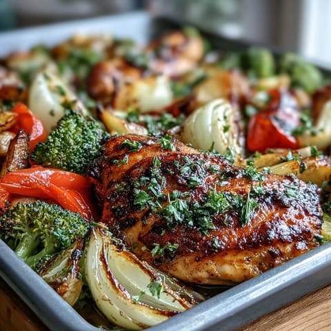 Healthy 5-Ingredient Sheet Pan Chicken and Veggies with vibrant roasted vegetables and juicy chicken, perfect for a quick weeknight dinner.