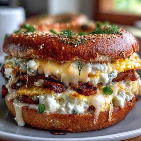 Chewy whole wheat bagels stuffed with savory eggs and cheddar, ideal for quick, nutritious meal prep mornings.