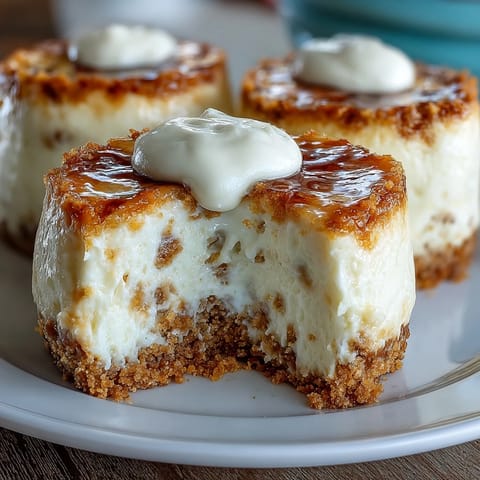 2. Creamy, individual cheesecakes baked in mini muffin tins, featuring a crisp cookie base and smooth vanilla filling.  