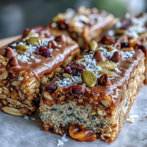 Nut-free granola bars with honey and oats, packed with chewy oats, pumpkin seeds, and dried cranberries for a wholesome, satisfying snack.