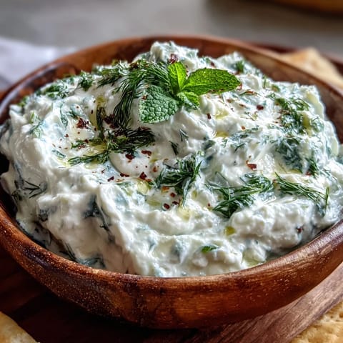 Refreshing Greek Skyr Tzatziki, perfect mezze with dill and lemon.