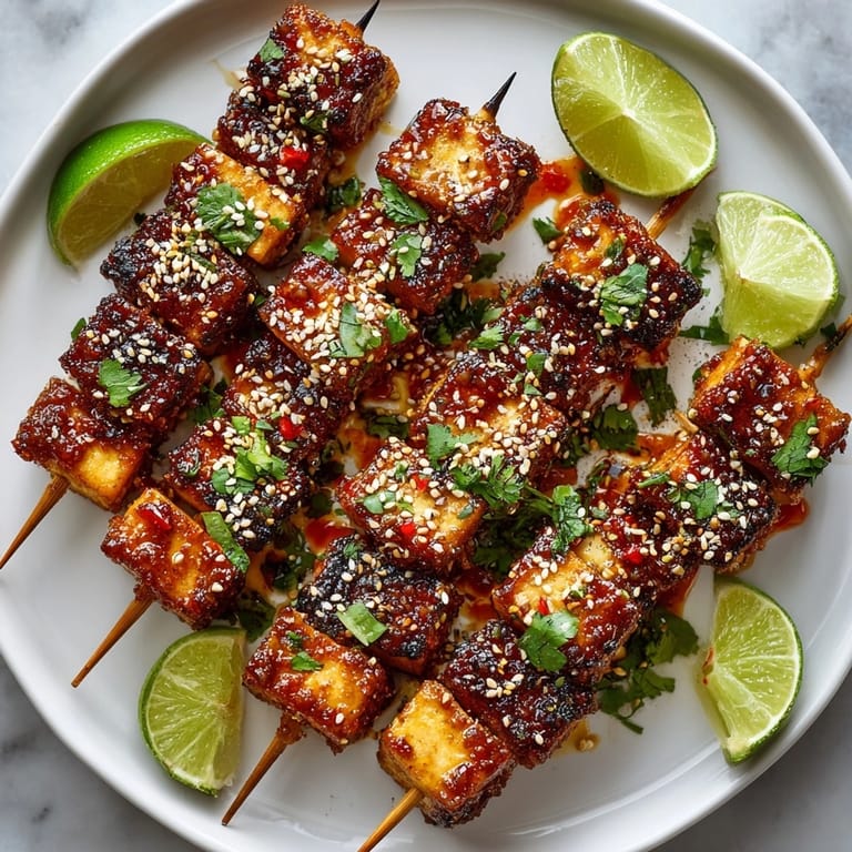 These crispy, glazed Sweet Chili Tofu Satay Bites, perfect for sharing, offer a burst of Asian flavors.