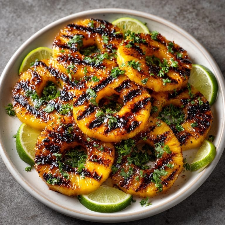 Sweet and spicy Honey-Sriracha Grilled Pineapple Rings: a summer dessert with hints of char.