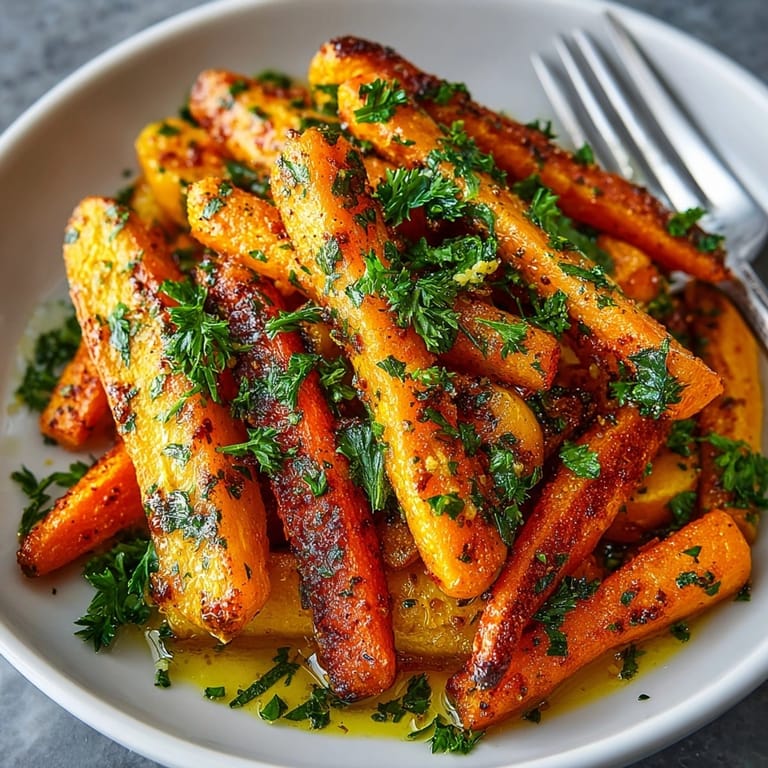 Close-up of crispy Moroccan Barbecue Carrot Fries, showing their smoky flavor and enticing, savory aroma.