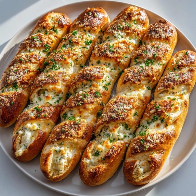 Image of flaky Chicken Alfredo Breadsticks fresh from the oven, ready for dipping and enjoying.