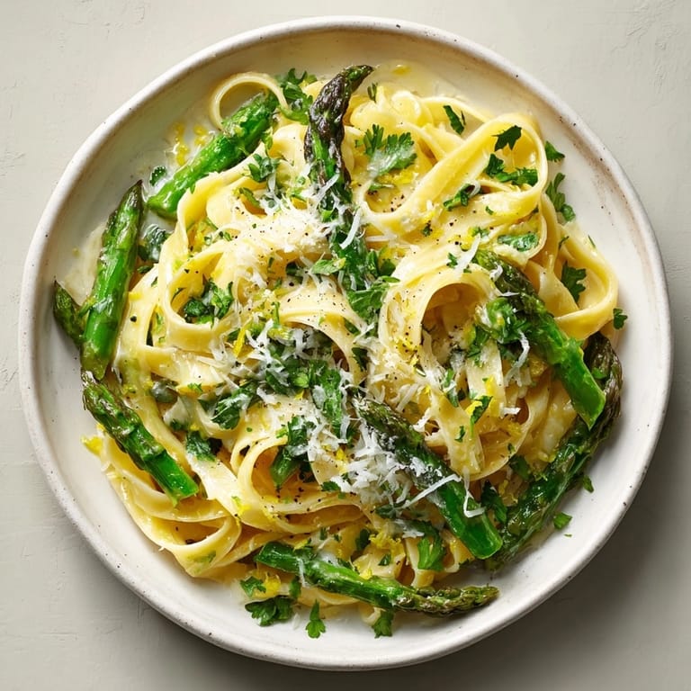 Elegant Asparagus Ribbon Pasta: a visual delight of pasta ribbons tossed in a light, lemony sauce.