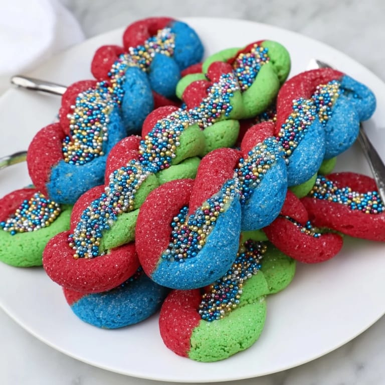 Beautifully baked Festive Hanukkah Twisted Christmas Cookies dusted with powdered sugar.