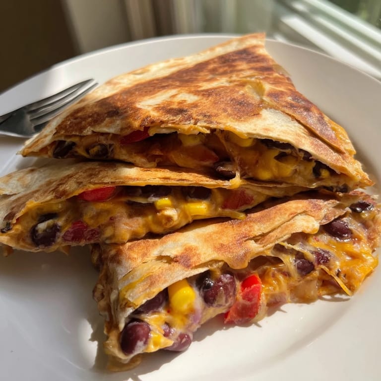 Folded tortilla wrap hack featuring flavorful beans, cheese, and fresh, colorful vegetables.