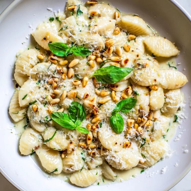 A close-up of steaming 15-Minute Creamy Pesto Risoni, showcasing the rich pesto sauce and parmesan.