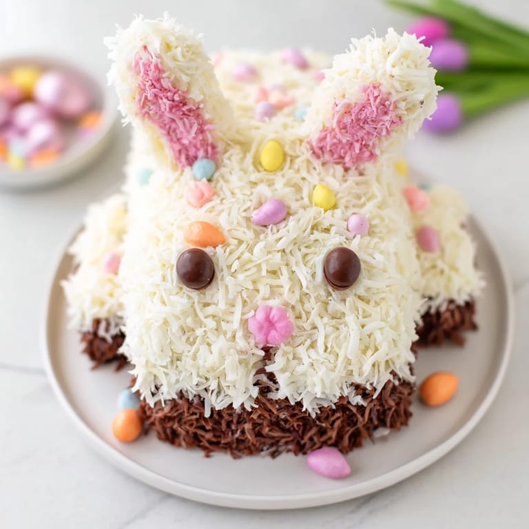 This homemade Spring Bunny Carrot Cake features a moist, spiced cake with creamy frosting and cute decorations.