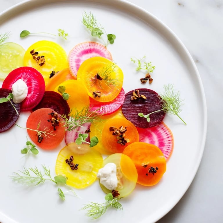 The Kinetic Motion Blur appetizer presentation featuring a 'kinetic' arrangement with fresh microgreens and herbs.