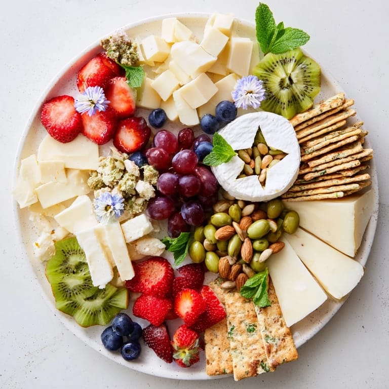 Artfully crafted Negative Space Puzzle creation featuring Brie, grapes, and almonds, ready to serve and impress.
