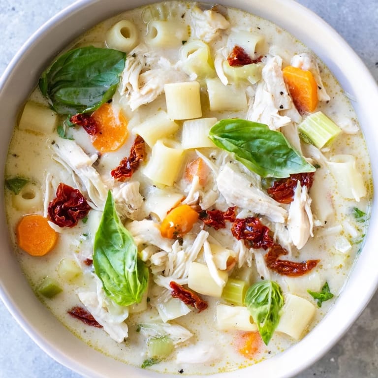 Hearty Marry Me Chicken Soup, loaded with ditalini pasta and sun-dried tomatoes, is a delicious comfort food.