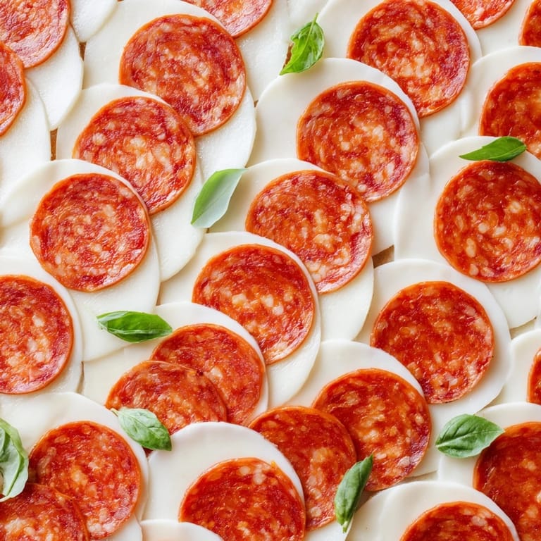 Delicious layers of pepperoni and cheese form this beautiful Dragon Scale appetizer for your party.