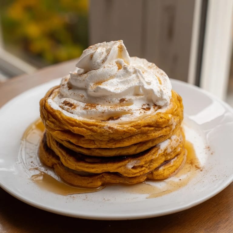 Delicious, homemade pumpkin spice pancakes, cooked perfectly, offering a taste of autumn flavors.