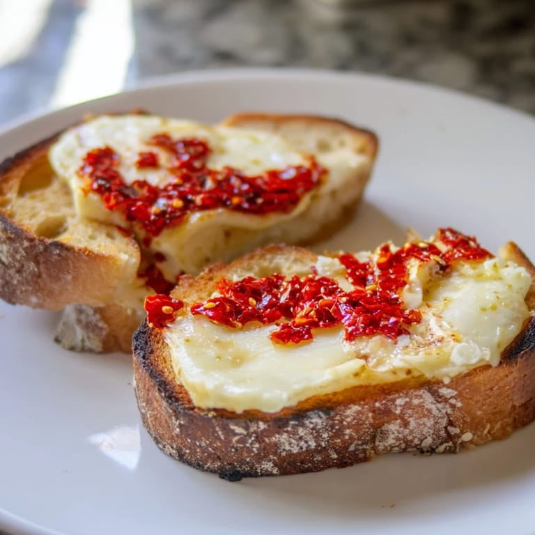 See the beautiful golden-brown Brie and Chili Crisp Grilled Cheese, ready for an amazing bite.