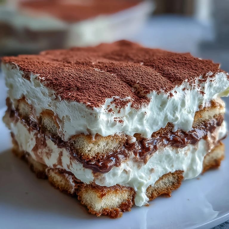 Homemade Hojicha Tiramisu dessert served chilled with a cup of tea, perfect for a cozy afternoon treat.