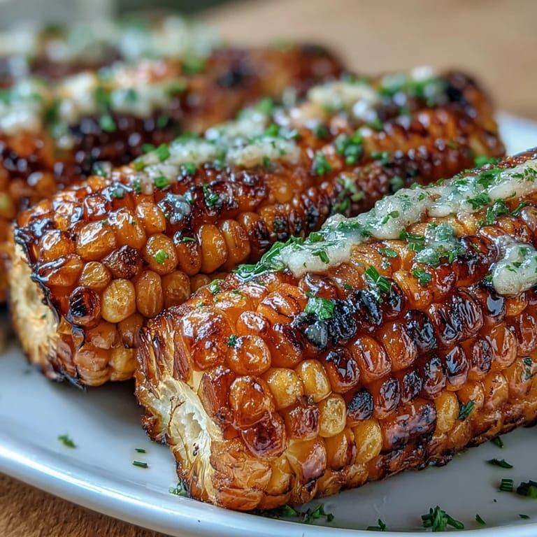 3. Grilled corn cobs slathered in creamy miso butter, garnished with fresh chives and lime zest.