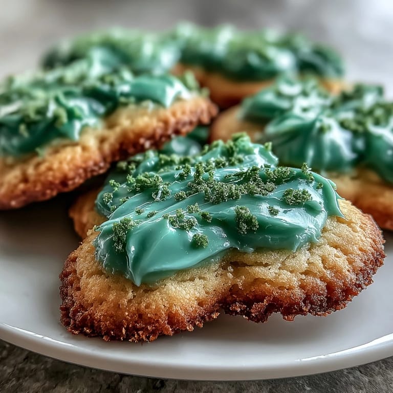 Buttery sugar cookies cut into shamrocks and topped with glossy royal icing, perfect for celebrating St. Patrick's Day.