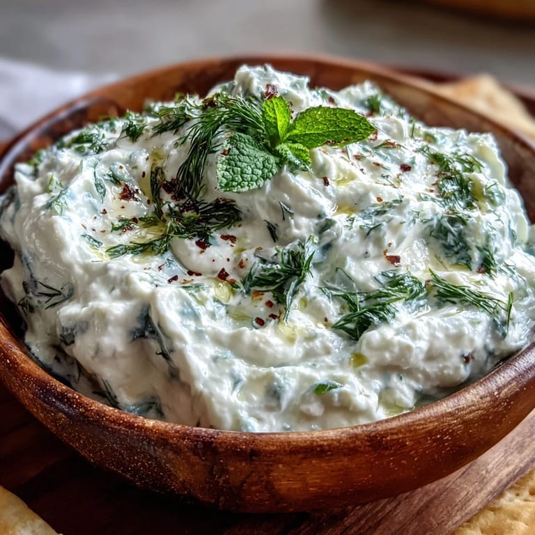 Refreshing Greek Skyr Tzatziki, perfect mezze with dill and lemon.