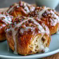Soft, spiced hot cross buns with orange glaze, dotted with currants and perfect for Easter brunch.  